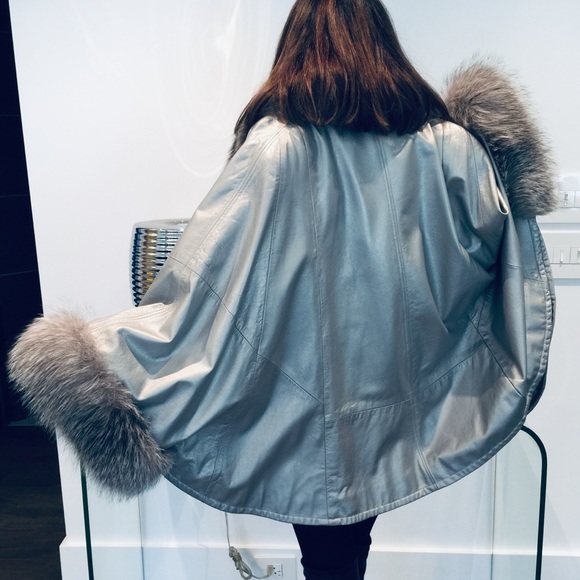 Michaela Fur metallic genuine leather fur jacket - Picture 2 of 12